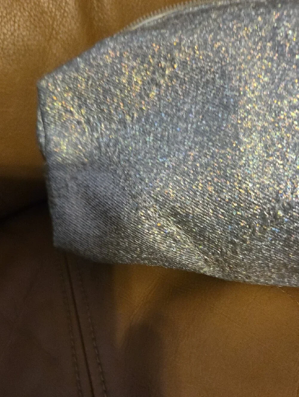 Silver Sparkle With Purple Liner Cosmetic Pouch - Women's Makeup Case